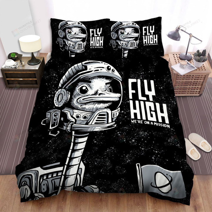 The Wild Animal - Fly High With The Ostrich Astronaut Bed Sheets Spread Duvet Cover Bedding Sets