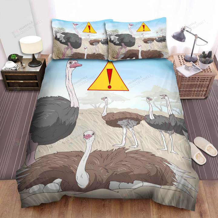 The Wild Animal - Warning The Ostrich Here Bed Sheets Spread Duvet Cover Bedding Sets