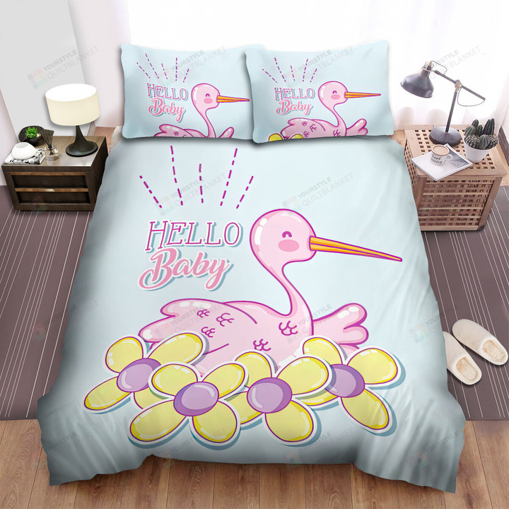 Hello Baby From The Pink Stork Bed Bed Sheets Spread Duvet Cover Bedding Sets