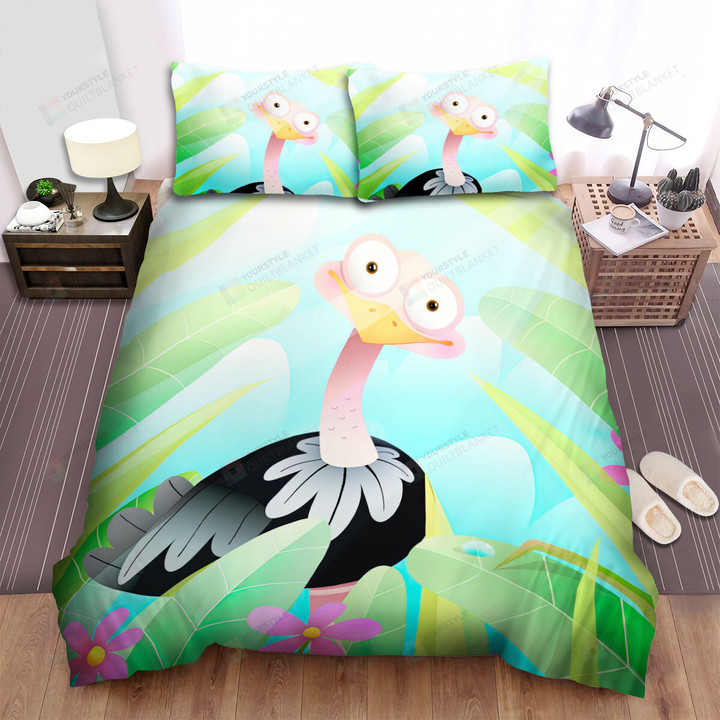 The Wild Animal - The Ostrich Looking Down Art Bed Sheets Spread Duvet Cover Bedding Sets