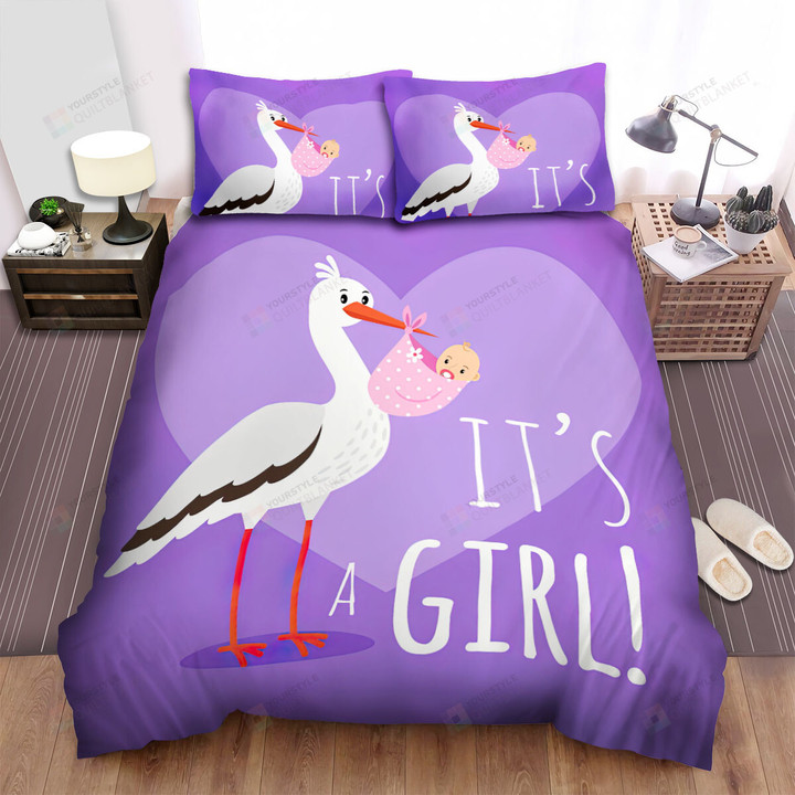 It's A Girl Said By Stork Bed Bed Sheets Spread Duvet Cover Bedding Sets