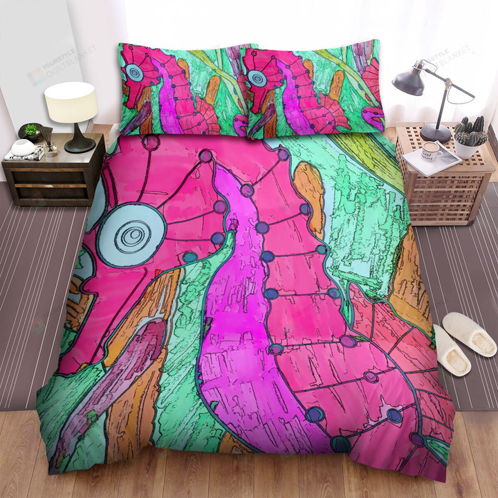 The Wildlife - The Pink Seahorse Artwork Bed Sheets Spread Duvet Cover Bedding Sets
