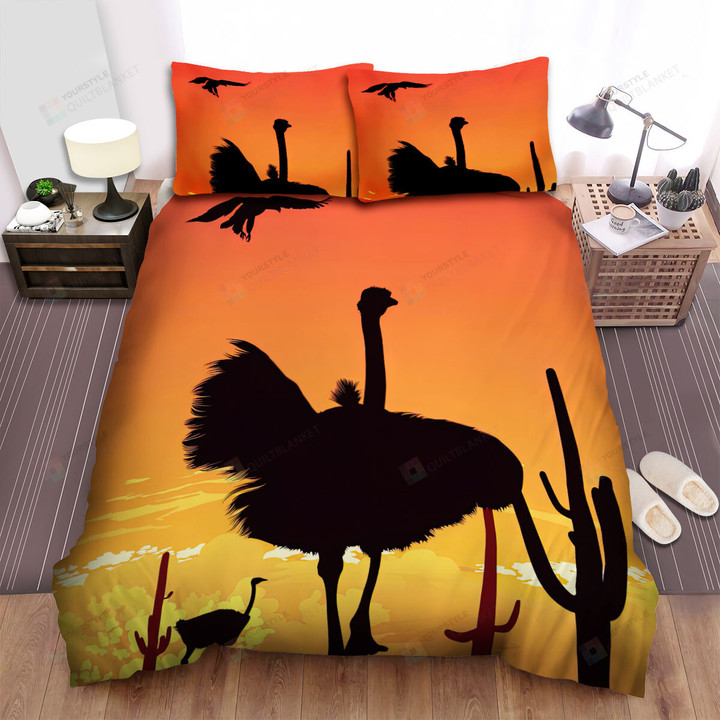 The Wild Animal - The Ostrich Dancing In The Desrt Bed Sheets Spread Duvet Cover Bedding Sets