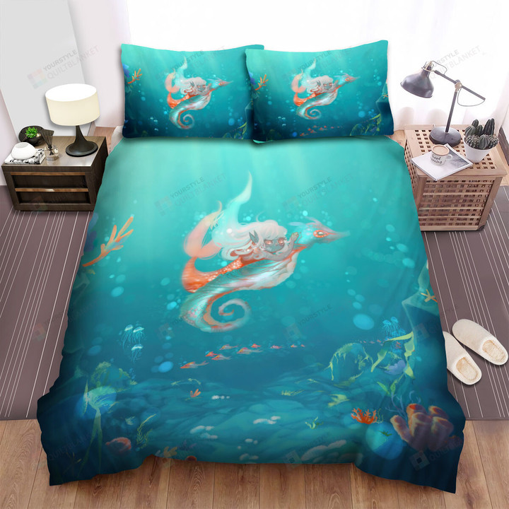 The Wildlife - The Mermaid Riding Her Seahorse Quickly Bed Sheets Spread Duvet Cover Bedding Sets