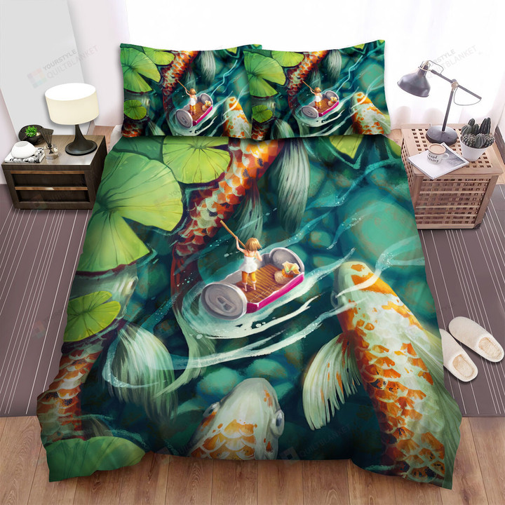 The Giant Koi Fish Beneath The Boat Bed Sheets Spread Duvet Cover Bedding Sets