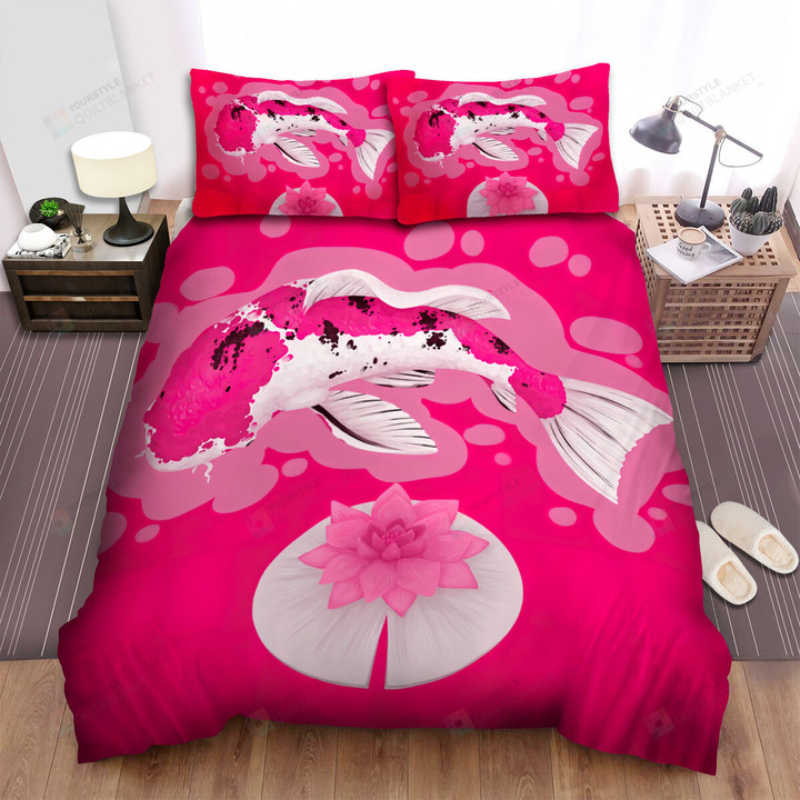 The Kohaku Koi Beside The Lotus Bed Sheets Spread Duvet Cover Bedding Sets