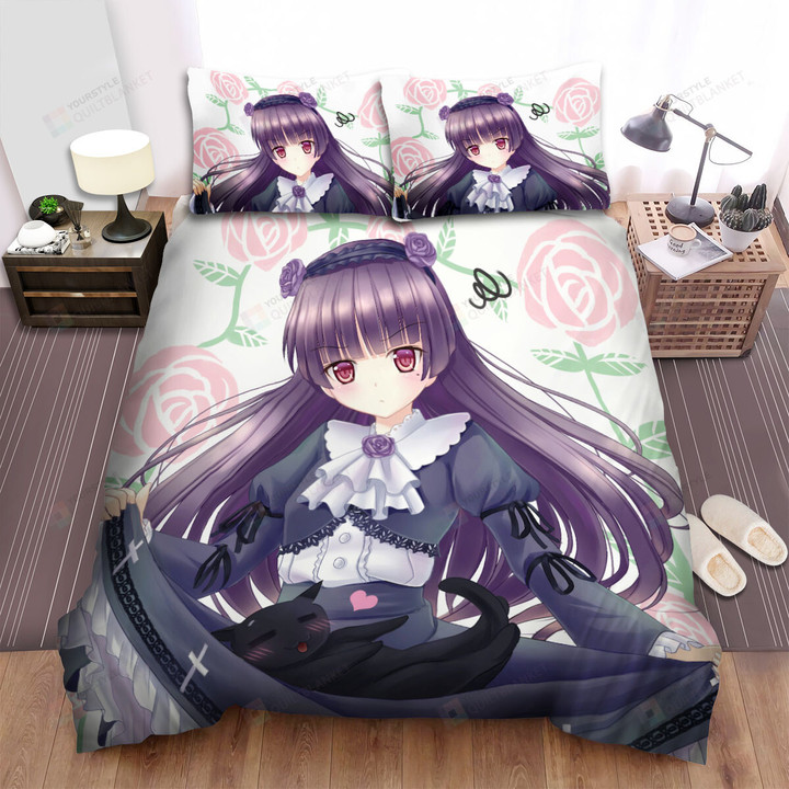 My Little Sister Can't Be This Cute Ruri Gokou & Roses Artwork Bed Sheets Spread Duvet Cover Bedding Sets