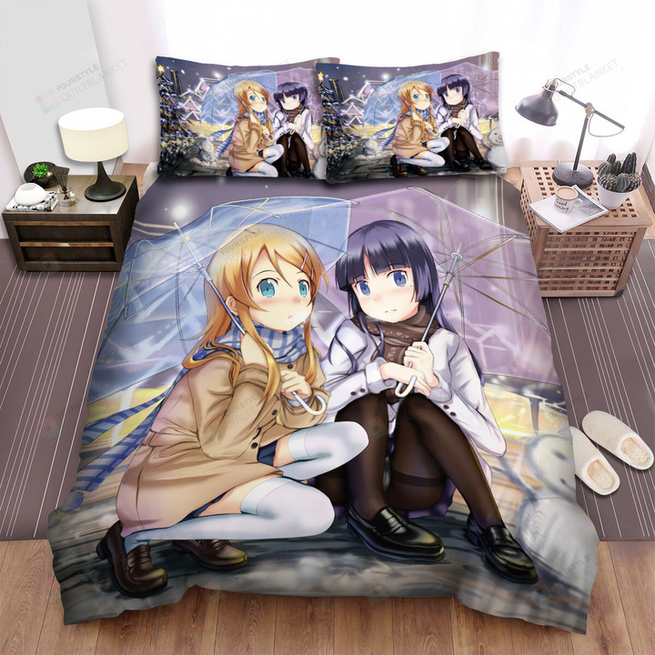 My Little Sister Can't Be This Cute Kirino & Ruri In Winter Theme Artwork Bed Sheets Spread Duvet Cover Bedding Sets