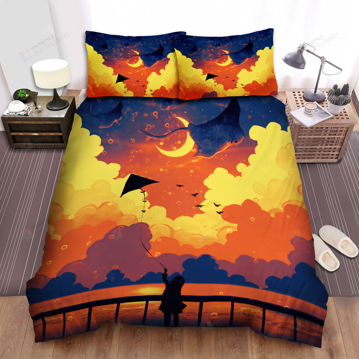 The Ray Fish Above The Kite Bed Sheets Spread Duvet Cover Bedding Sets