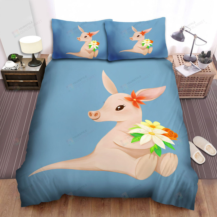 The Aardvark Holding Flowers Bed Sheets Spread Duvet Cover Bedding Sets