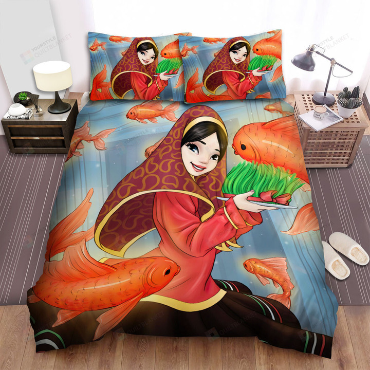 The Goldfish And The Islam Girl Bed Sheets Spread Duvet Cover Bedding Sets