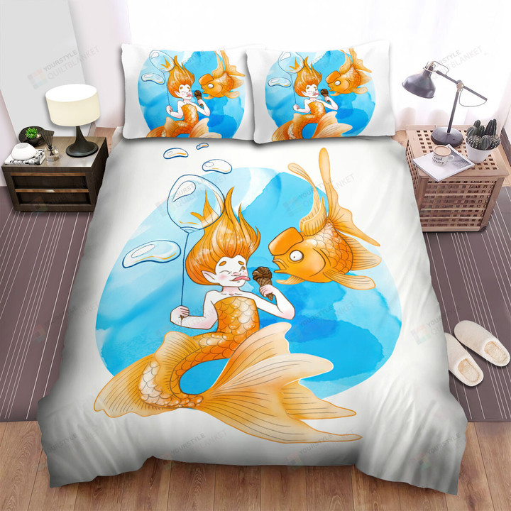 The Goldfish Looking At Her Ice Cream Bed Sheets Spread Duvet Cover Bedding Sets