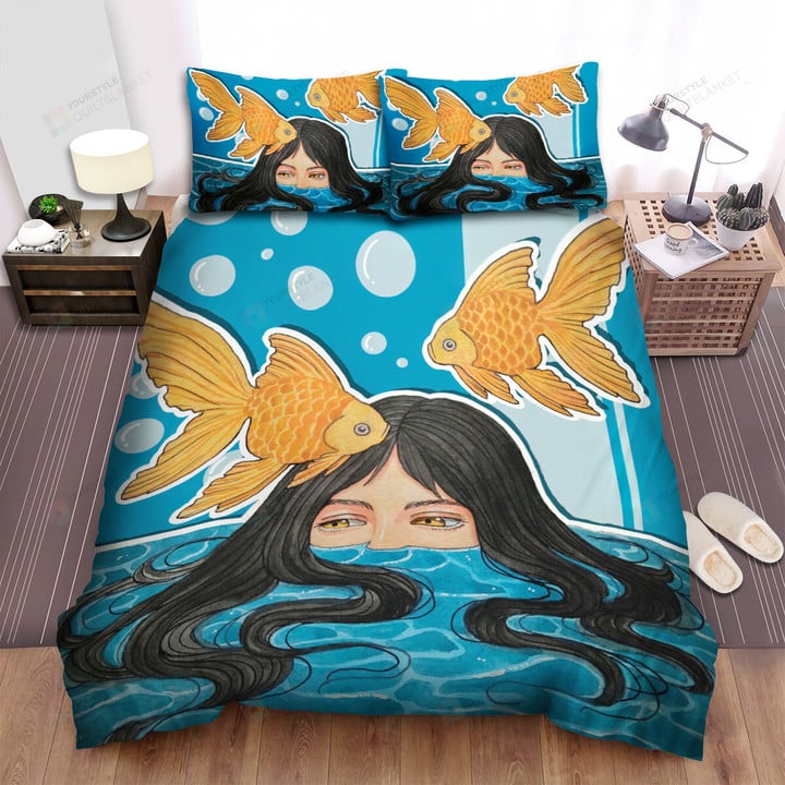Hiding Under The Water With The Goldfish Bed Sheets Spread Duvet Cover Bedding Sets