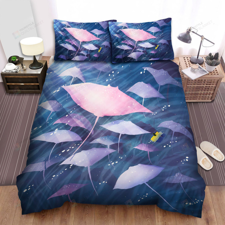 The Ray - The Ray Pack Swimming Art Bed Sheets Spread Duvet Cover Bedding Sets