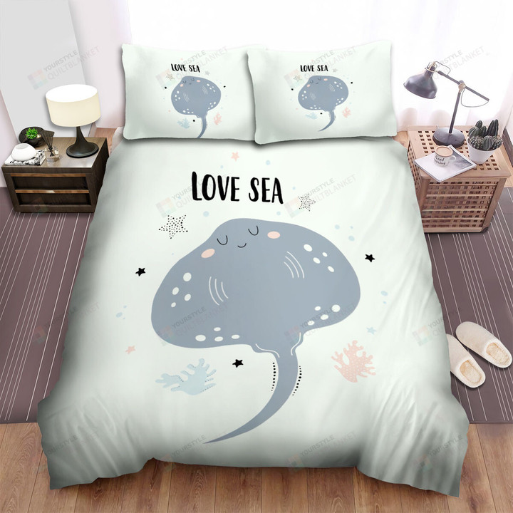 The Wildlife - The Grey Ray Fish Loves Sea Bed Sheets Spread Duvet Cover Bedding Sets
