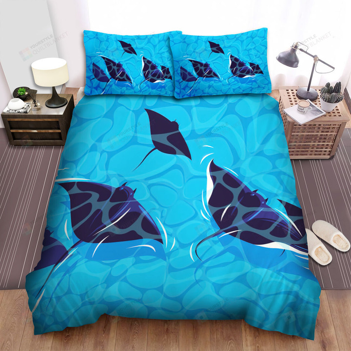 The Wildlife - The Black Stingray In The Water Bed Sheets Spread Duvet Cover Bedding Sets