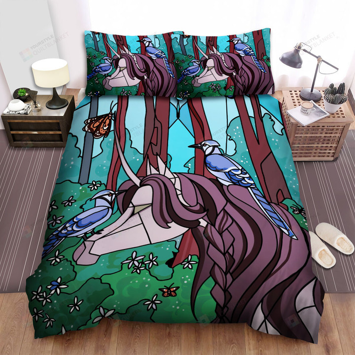 The Wildlife - The Blue Jay On The Unicorn Art Bed Sheets Spread Duvet Cover Bedding Sets