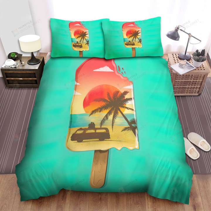 Illusion Negative Space Vacation Time Bed Sheets Spread Comforter Duvet Cover Bedding Sets