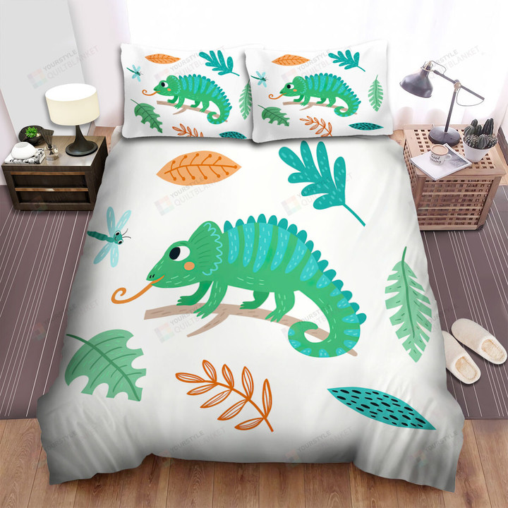 The Green Chameleon In The Frame Bed Sheets Spread Duvet Cover Bedding Sets