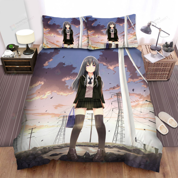 Haganai Mikazuki Yozora At Sunset Artwork Bed Sheets Spread Duvet Cover Bedding Sets