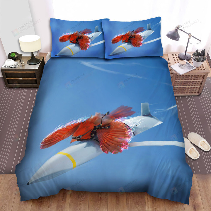 The Wildlife - The Cardinal Flying On The Rocket Bed Sheets Spread Duvet Cover Bedding Sets