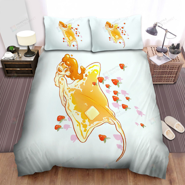 The Wild Animal - The Ray Fish Mermay Swimming With Strawberries Bed Sheets Spread Duvet Cover Bedding Sets