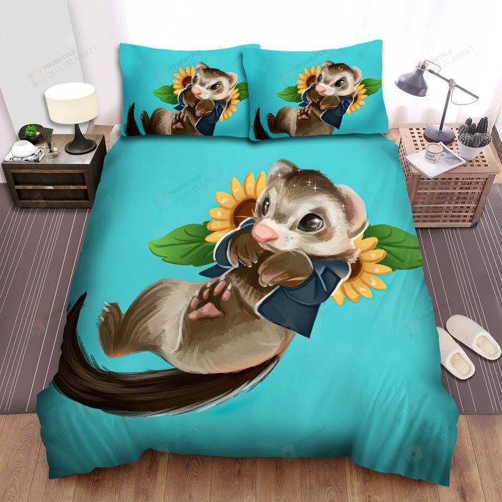 The Wildlife - The Sunflower Ferret Art Bed Sheets Spread Duvet Cover Bedding Sets