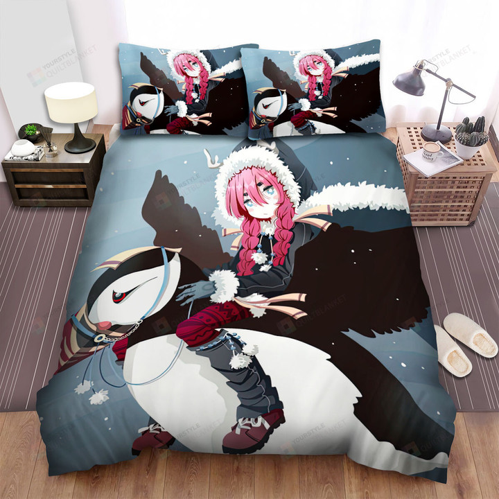 The Wild Animal - The Anime Girl Riding A Puffin Bed Sheets Spread Duvet Cover Bedding Sets