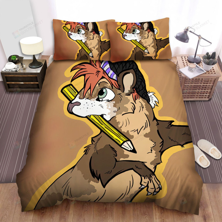 The Wildlife - The Ferret Holding A Pencil In His Mouth Bed Sheets Spread Duvet Cover Bedding Sets
