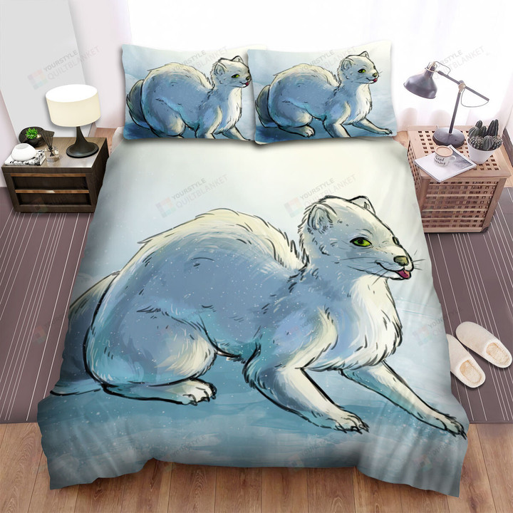The Wildlife - The Ferret On The White Ground Bed Sheets Spread Duvet Cover Bedding Sets
