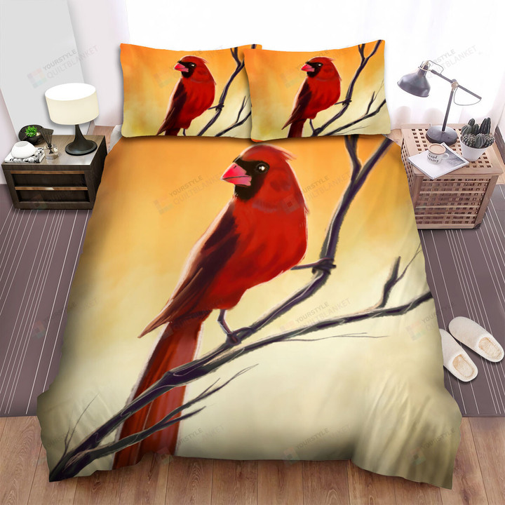 The Wildlife - The Red Cardinal On The Branch Bed Sheets Spread Duvet Cover Bedding Sets