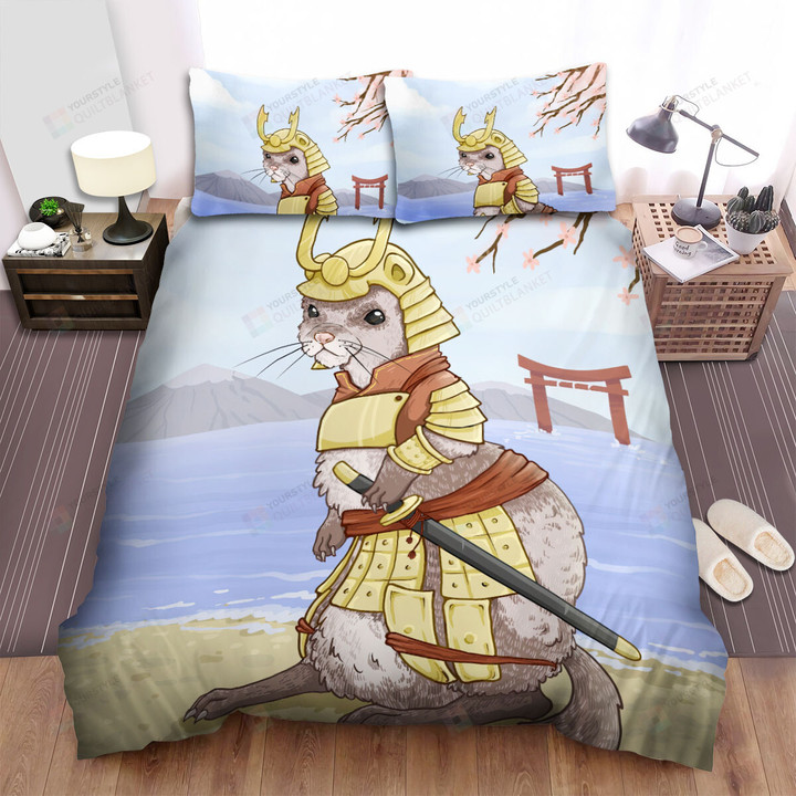 The Wild Animal - The Ferret Samurai Warrior Bed Sheets Spread Duvet Cover Bedding Sets