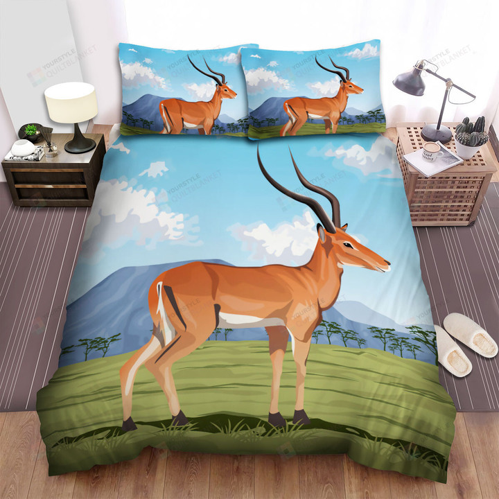 The Gazelle In The Savannah Vector Art Bed Sheets Spread Duvet Cover Bedding Sets
