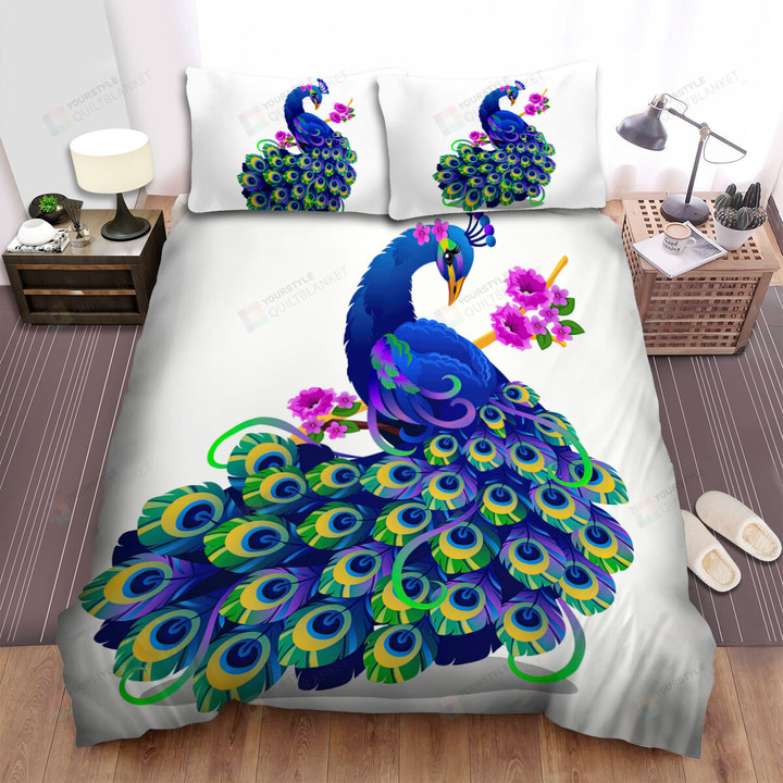 The Wild Animal - The Peacock Illustration Bed Sheets Spread Duvet Cover Bedding Sets