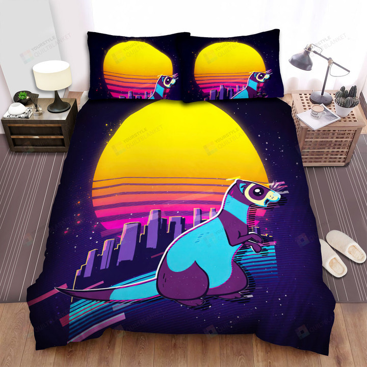 The Wild Animal - The Blue Ferret And The City Bed Sheets Spread Duvet Cover Bedding Sets