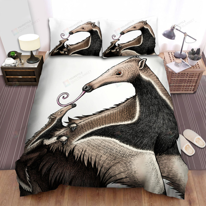 The Wild Animal - The Anteater Mom And Her Cub Bed Sheets Spread Duvet Cover Bedding Sets