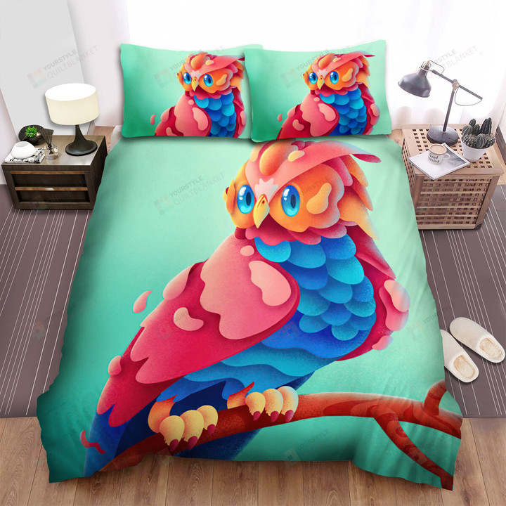 The Wild Bird - The Orange Owl Art Bed Sheets Spread Duvet Cover Bedding Sets