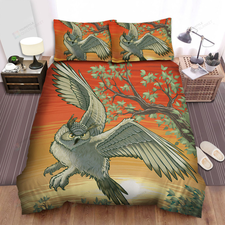 The Owl Flying To Find Food Bed Sheets Spread Duvet Cover Bedding Sets