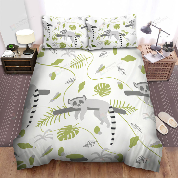 The Lemur Lying On A Branch Pattern Bed Sheets Spread Duvet Cover Bedding Sets