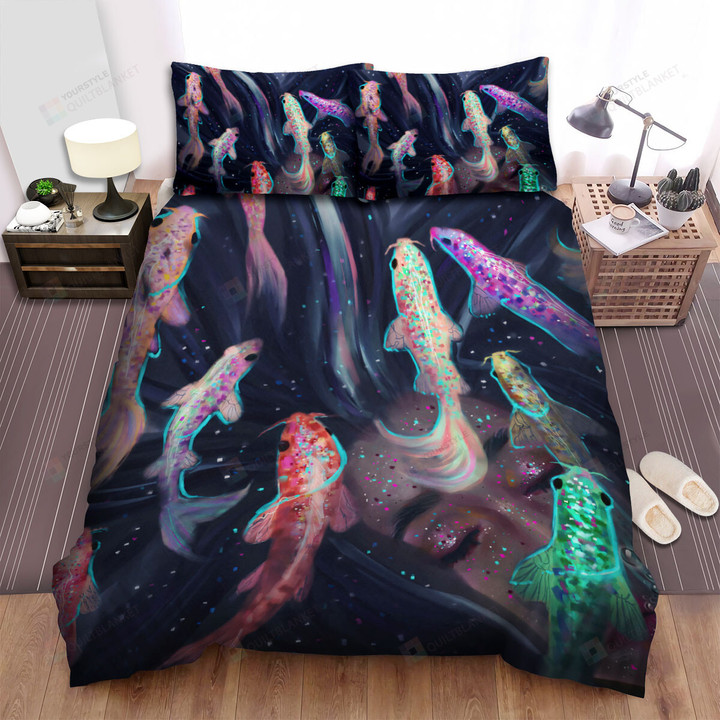 The Japanese Fish - The Koi Fish Herd In The Water Bed Sheets Spread Duvet Cover Bedding Sets