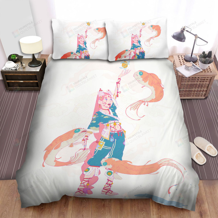 The Japanese Fish - Dancing Among The Koi Bed Sheets Spread Duvet Cover Bedding Sets