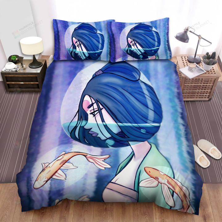 The Japanese Fish - The Koi And The Ocean Princess Bed Sheets Spread Duvet Cover Bedding Sets