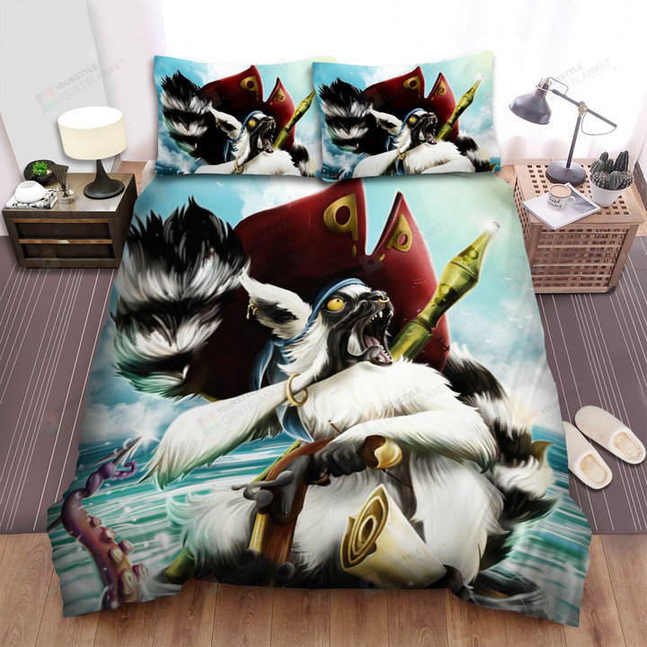 The Wild Animal - The Lemur Pirate Shouting Bed Sheets Spread Duvet Cover Bedding Sets