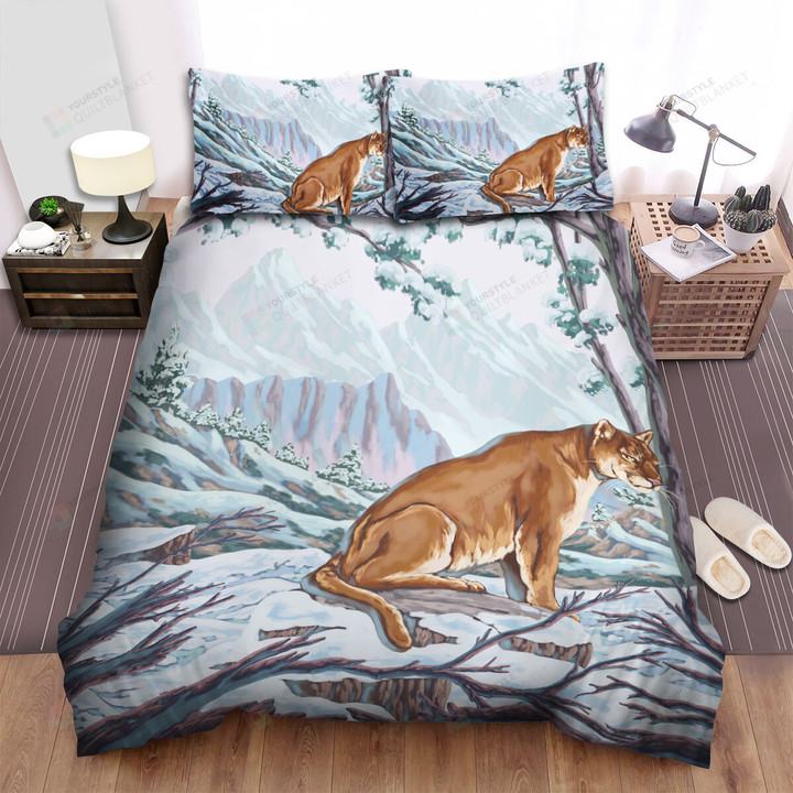 The Wildlife - The Cougar Sitting On The Ground Bed Sheets Spread Duvet Cover Bedding Sets
