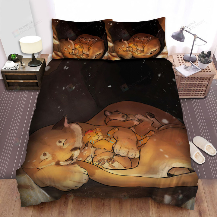 The Wildlife - The Cougar Mom Among Her Kids Bed Sheets Spread Duvet Cover Bedding Sets
