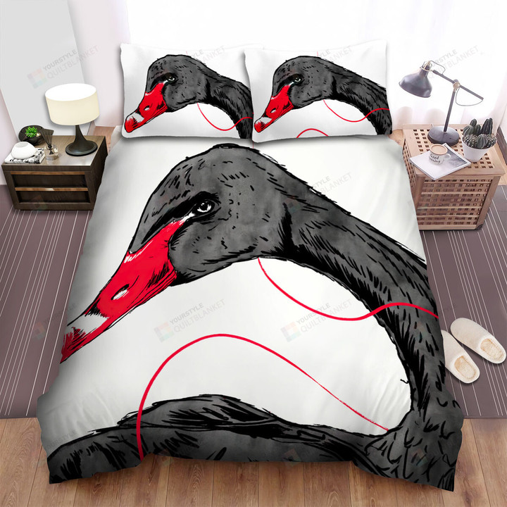 The Wild Animal - The Black Swan Hand Drawn Art Bed Sheets Spread Duvet Cover Bedding Sets
