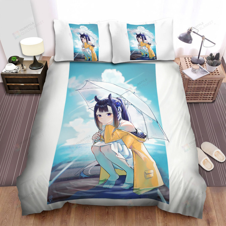 Ninomae Ina'nis Sitting By The Sea Bed Sheets Spread Duvet Cover Bedding Sets