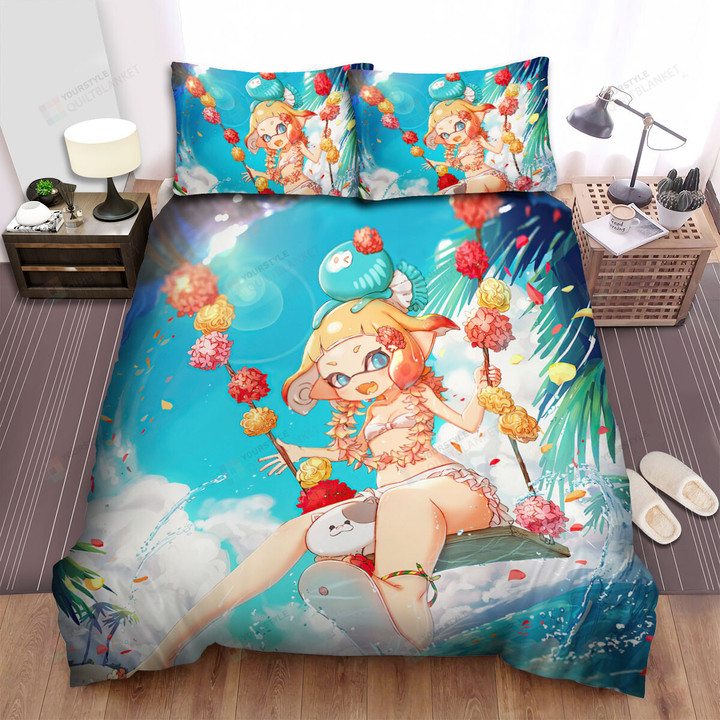 Splatoon - Agent 3 On The Swing Bed Sheets Spread Duvet Cover Bedding Sets