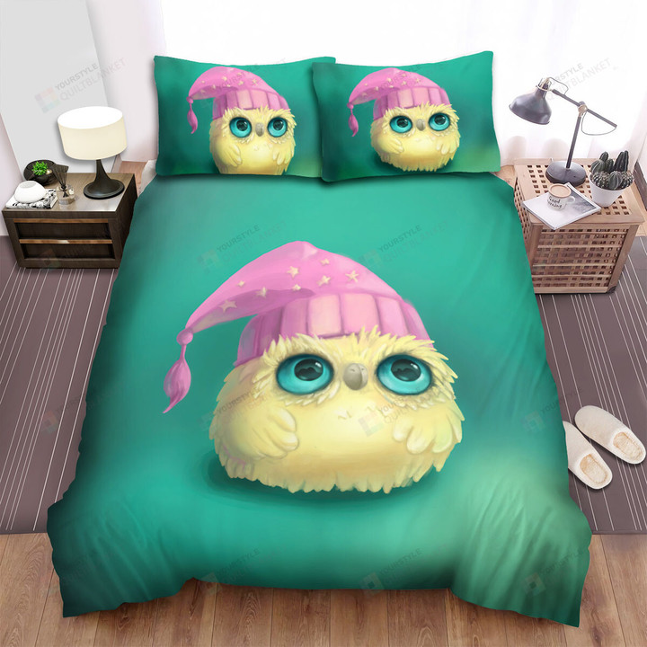 The Yellow Owl Wearing Pink Hat Bed Sheets Spread Duvet Cover Bedding Sets