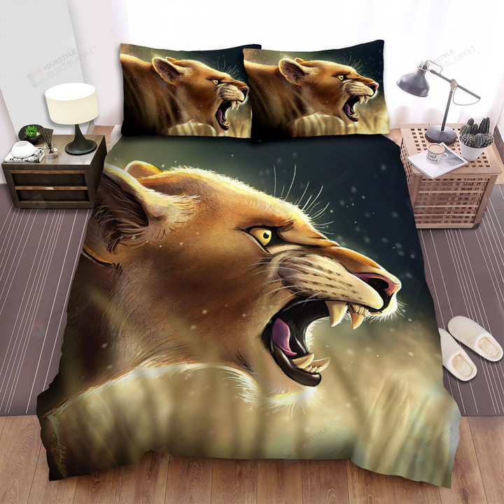 The Wildlife - The Cougar Roaring Art Bed Sheets Spread Duvet Cover Bedding Sets